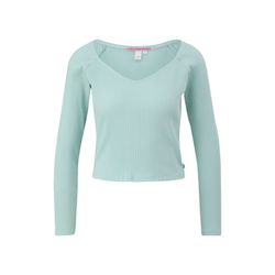 Q/S designed by Long sleeve top with a ribbed texture - blue (6092)