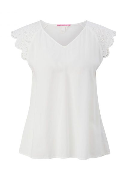 Q/S designed by Blouse with broderie anglaise - white (0200)