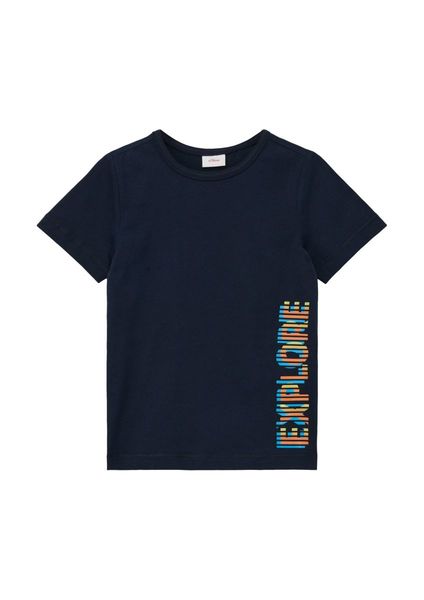 s.Oliver Red Label T-shirt with printed lettering - blue (5952)