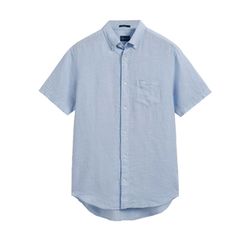 Gant Chemise en lin à manches courtes Regular Fit - bleu (468)