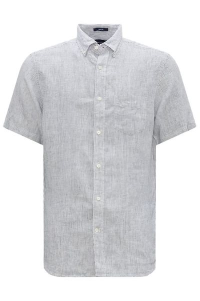 Gant Regular Fit : Chemise en lin à manches courtes - bleu (110)