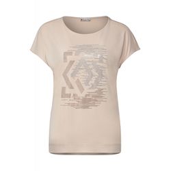 Street One T-shirt with stone details - beige (24694)