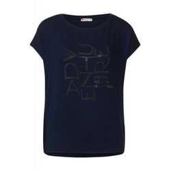 Street One T-shirt with stone wording - blue (21238)