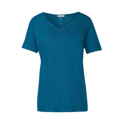 Street One T-shirt with lace detail - blue (14718)