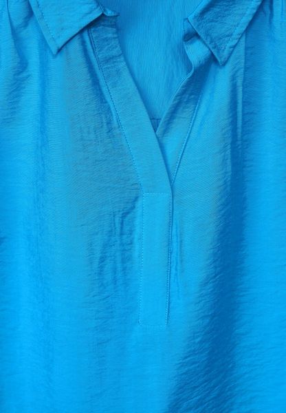 Street One Kurzarmbluse mit Hemdkragen - blau (14510)