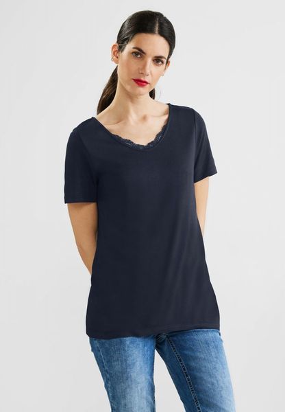 Street One T-Shirt mit Spitzendetail - blau (11238)