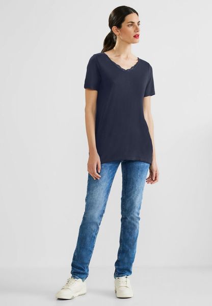 Street One T-shirt with lace detail - blue (11238)