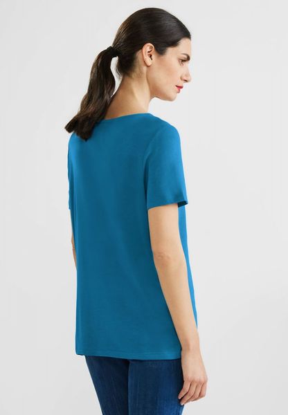 Street One T-shirt avec détail en dentelle - bleu (14718)