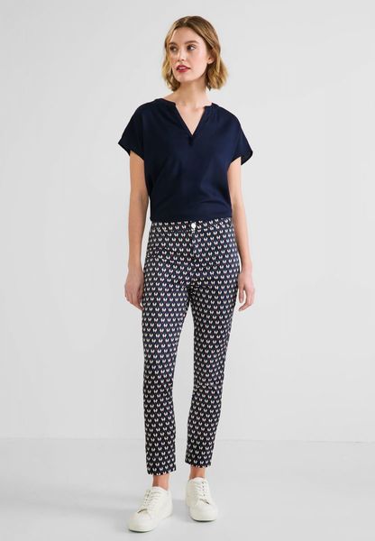 Street One Skinny fit trousers with a print - blue (31238)