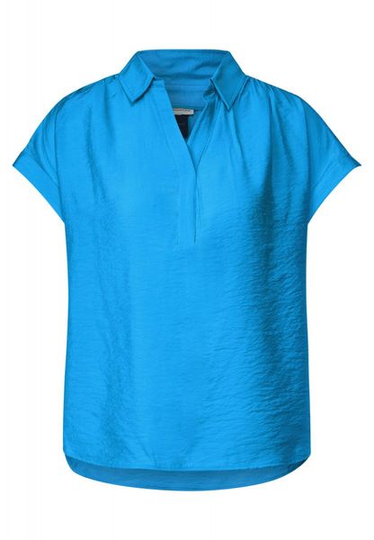Street One Short-sleeved blouse with a shirt collar - blue (14510)