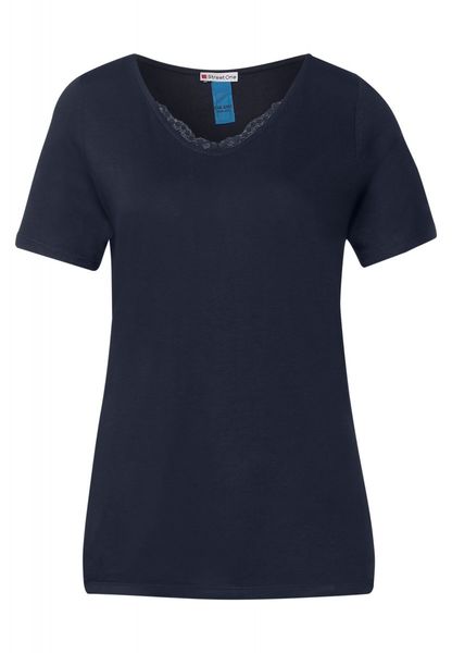 Street One T-shirt with lace detail - blue (11238)