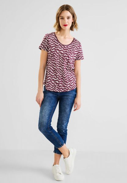 Street One T-shirt with zig zag print - red (34886)