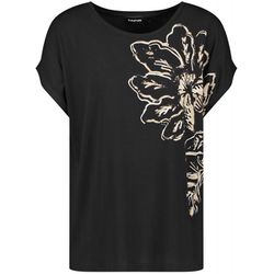 Taifun Short sleeve top with a positioned floral print  - black (01102)