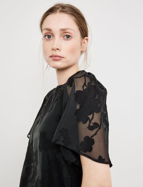 Taifun Fine blouse à manches courtes en qualité transparente - noir (01100)