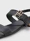 Tommy Hilfiger Flat leather sandal with square toe - black (BDS)
