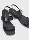 Tommy Hilfiger Sandale plate en cuir avec bout carré - noir (BDS)
