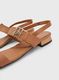 Tommy Hilfiger Flat leather sandal with square toe - brown (GU9)