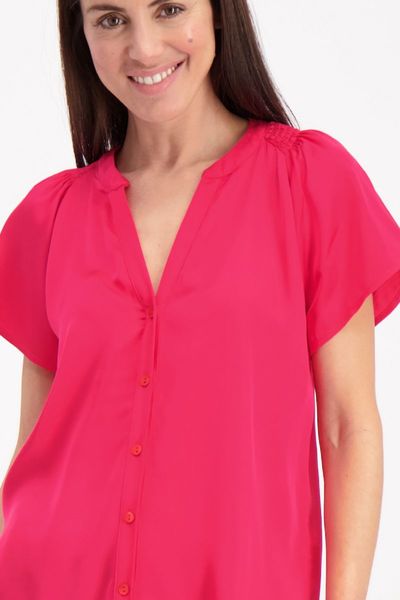 Signe nature Plain blouse with smocked shoulders - pink (24)