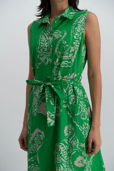 Signe nature Robe imprimée avec ceinture à nouer - vert (5)