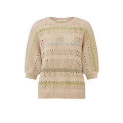 Yaya Textured sweater with stripes - beige (505231)