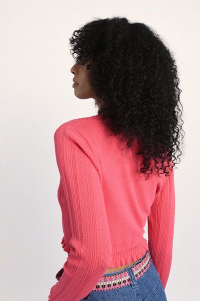 Molly Bracken Short vest in openwork knit - pink (WATERMELON)