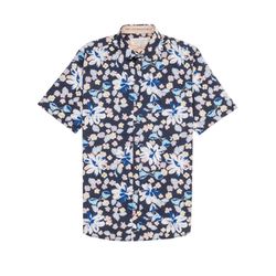 Colours & Sons Hemd mit Blumenmuster - blau (986)