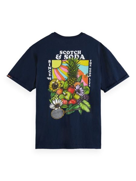 Scotch & Soda Relaxed Fit T-shirt mit Artwork - blau (4)