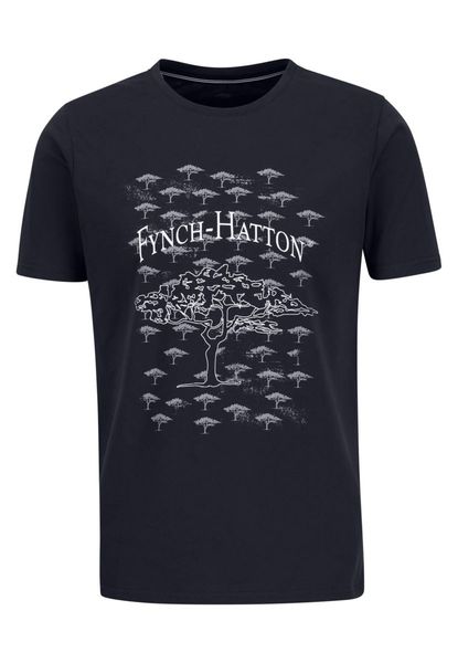 Fynch Hatton T-Shirt mit Frontprint - blau (685) - M