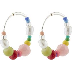 Pilgrim Boucles d'oreilles créoles - Aubrie - silver/rouge/jaune/bleu (SILVER)