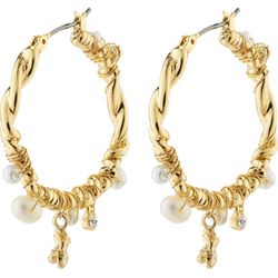 Pilgrim Pearl & crystal hoops - Ana - gold (GOLD)