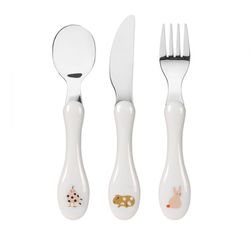 Lässig Children's cutlery (fork, spoon, knife)  - silver/white (Orange)