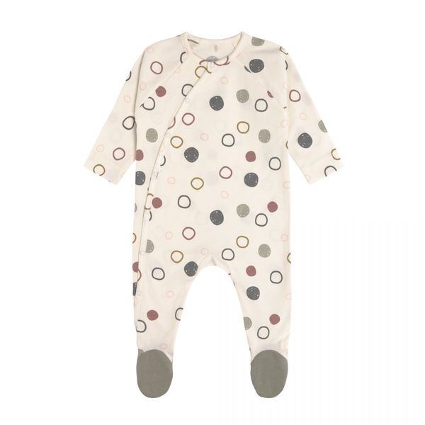 Lässig Pajamas with feet GOTS - Circles - white/beige (Ecru)