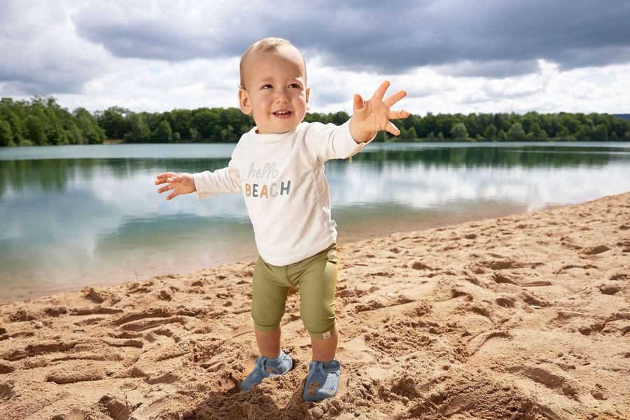 Lässig UV Shirt Kinder Langarm - Hello Beach - beige (Ecru)