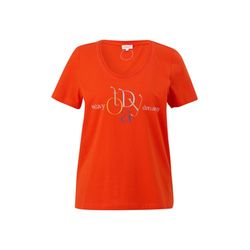 s.Oliver Red Label T-shirt en coton avec impression sur le devant   - orange (25D0)