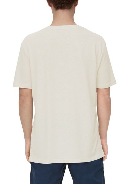 Q/S designed by T-shirt en lin mélangé - beige (8000)