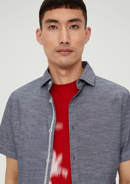s.Oliver Red Label Slim: shirt with flame yarn structure  - blue (59W2)