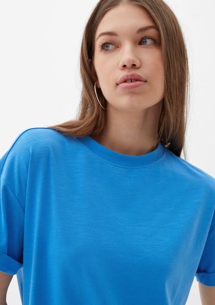 Q/S designed by Robe t-shirt avec structure en fil flammé  - bleu (5547)