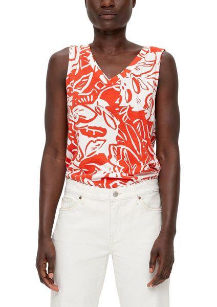 s.Oliver Red Label T-Shirt en mélange modal - orange/blanc (25A0)