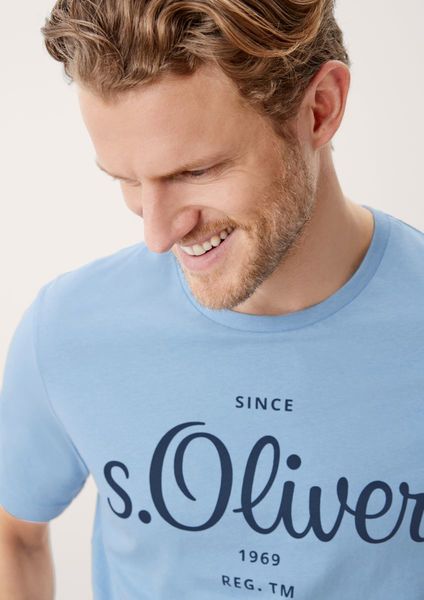 s.Oliver Red Label Regular fit: T-shirt with label print - blue (5334)