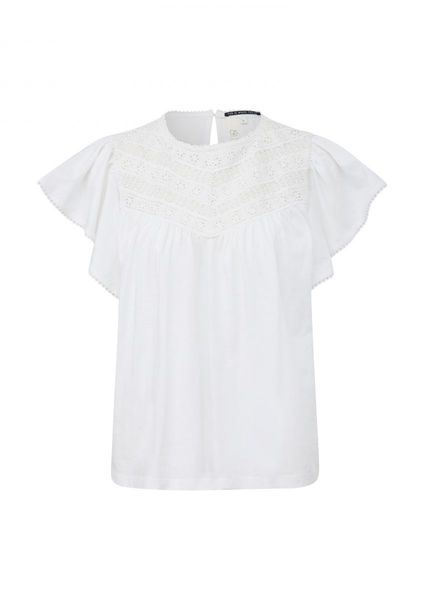 Q/S designed by T-shirt with lace insert - white (0100)