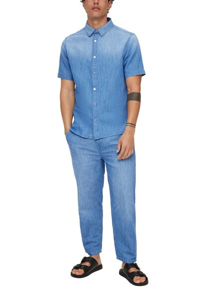 s.Oliver Red Label Slim: Linen blend shirt - blue (55Y4)