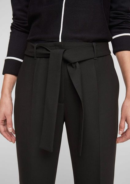 s.Oliver Black Label Regular : pantalon en twill à plis de repassage permanents - noir (9999)