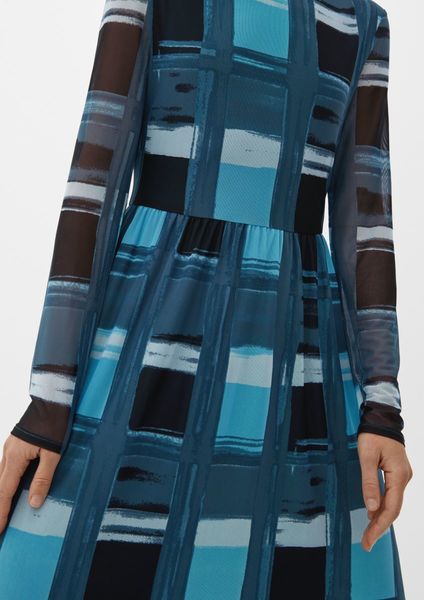 s.Oliver Black Label Robe en mesh avec motif allover - bleu (58A7)