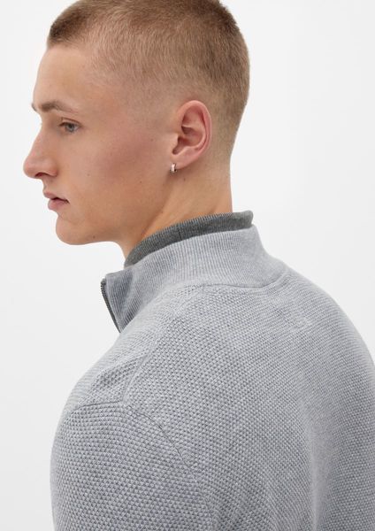 Q/S designed by Pull en maille avec col troyer  - gris (9400)