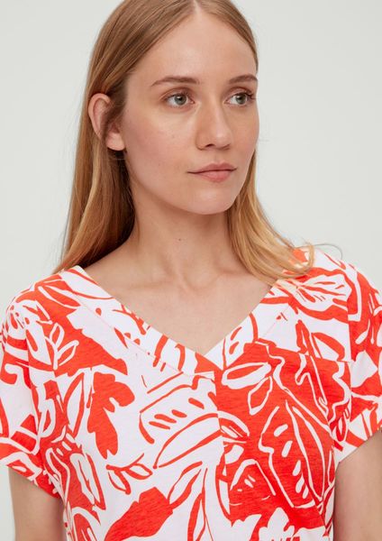 s.Oliver Red Label T-shirt en modal mélangé - orange/blanc (25A0)