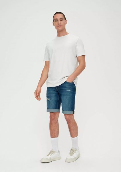 Q/S designed by Regular: denim shorts with a used look - blue (56Z9)
