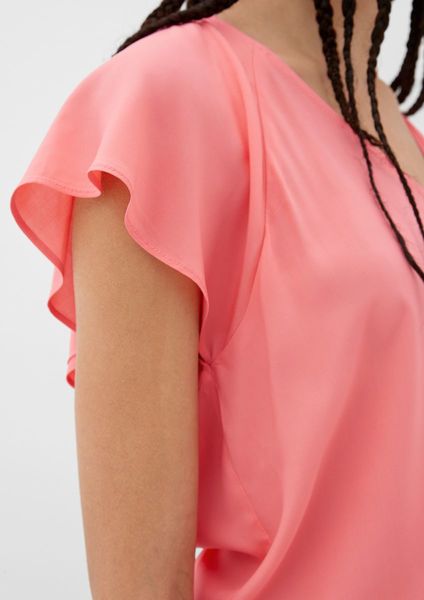 Q/S designed by Viscose blouse with a V-neckline - pink (4281)