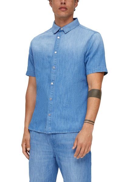 s.Oliver Red Label Slim: Hemd aus Leinenmix - blau (55Y4)
