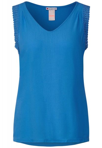 Street One Top with crochet tape - blue (14915)