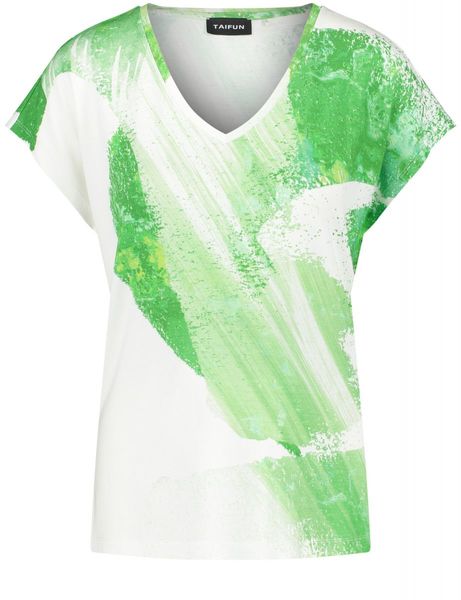 Taifun T-shirt avec col en V - vert (09702)